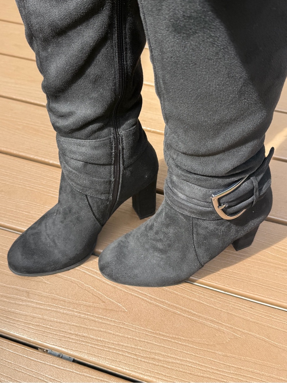 Black Knee-High Block Heel Boots - Women No brand - Picture 3 of 5